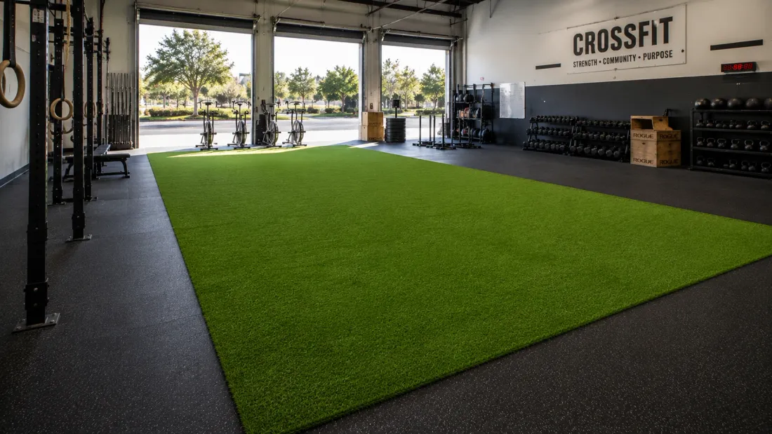 Gym turf training lane for fitness workouts