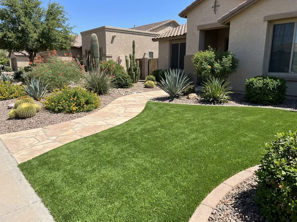 Premium artificial turf installation in an Arizona backyard by The Turf Yard
