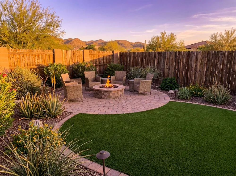 Artificial turf project in an Arizona yard by The Turf Yard