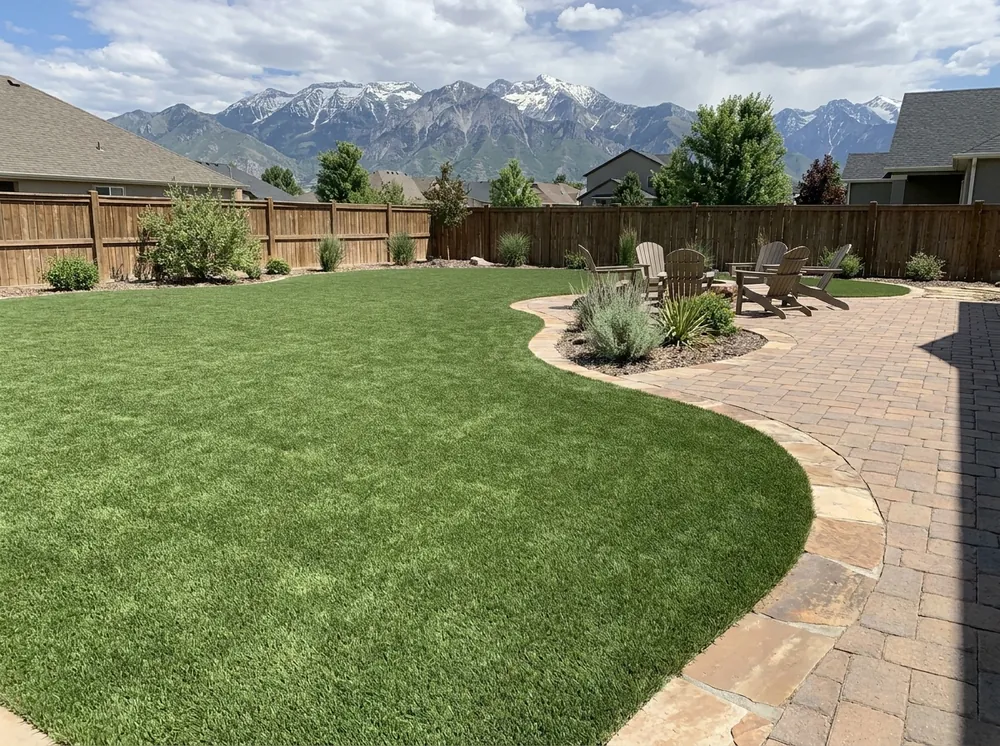 Premium artificial turf installation in a Utah backyard